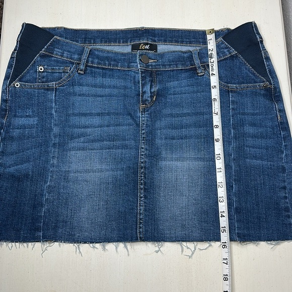 led Luxe Essentials Denim Maternity Skirt Stretch Side Panel Raw Hem Size Large - Picture 14 of 14
